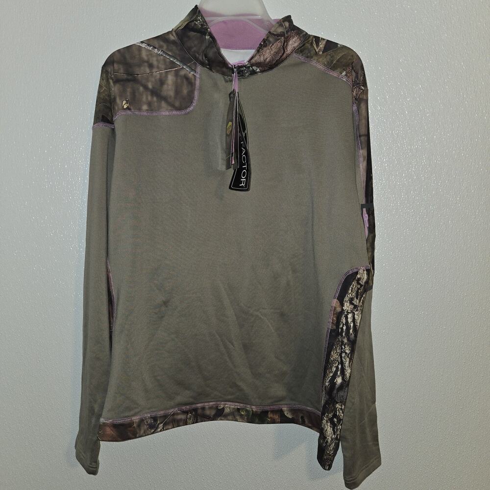 XL Women's Mossy Oak YUKON Gear 1/4 Zip Baselayer Camo / Pink Hunting Jacket NWT